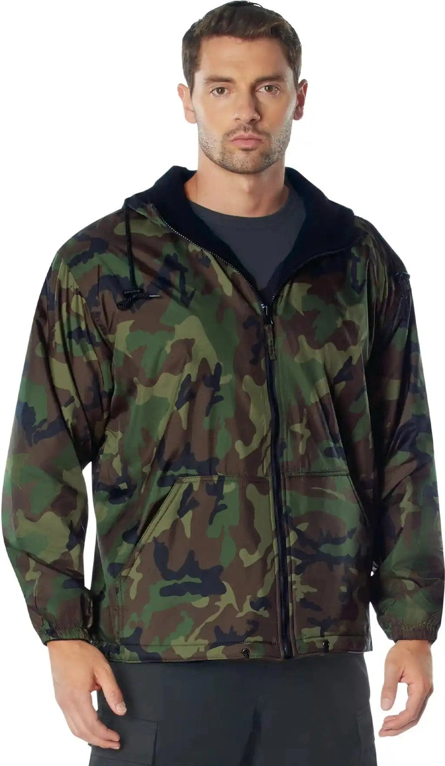 Rothco Reversible Lined Jacket with Hood - Woodland Camo / s