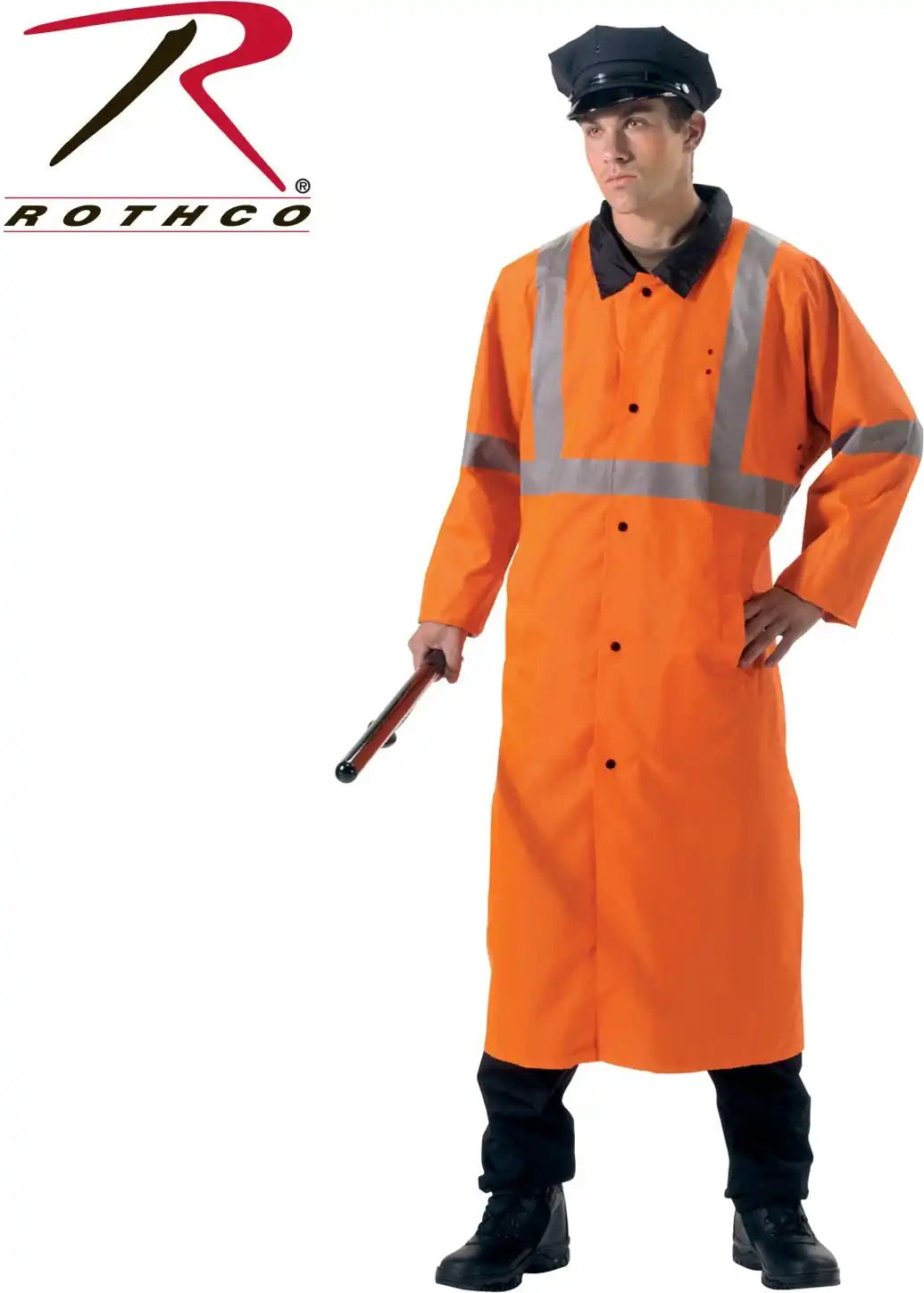 Rothco Reversible Reflective Rain Parka - Black / Orange / s