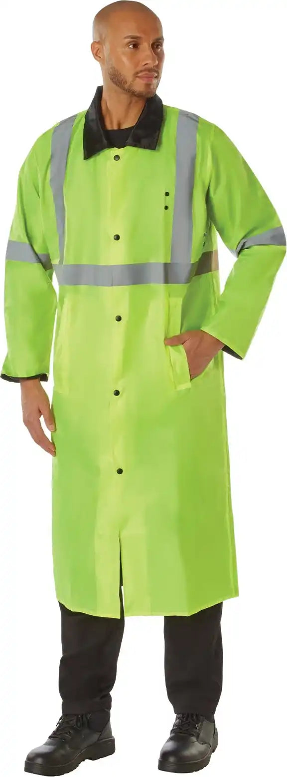 Rothco Reversible Reflective Rain Parka - Safety Green / l