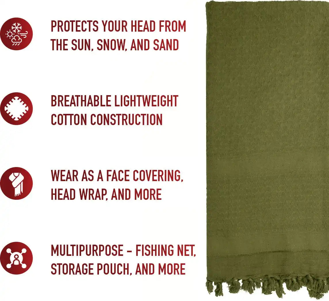 Rothco Solid Color Shemagh Tactical Desert Keffiyeh Scarf