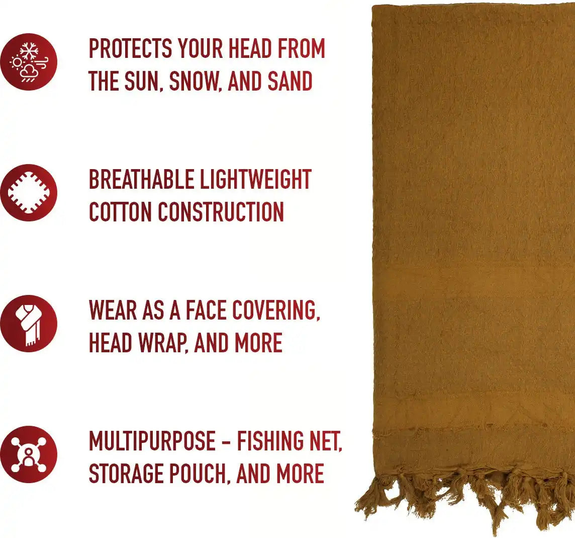 Rothco Solid Color Shemagh Tactical Desert Keffiyeh Scarf