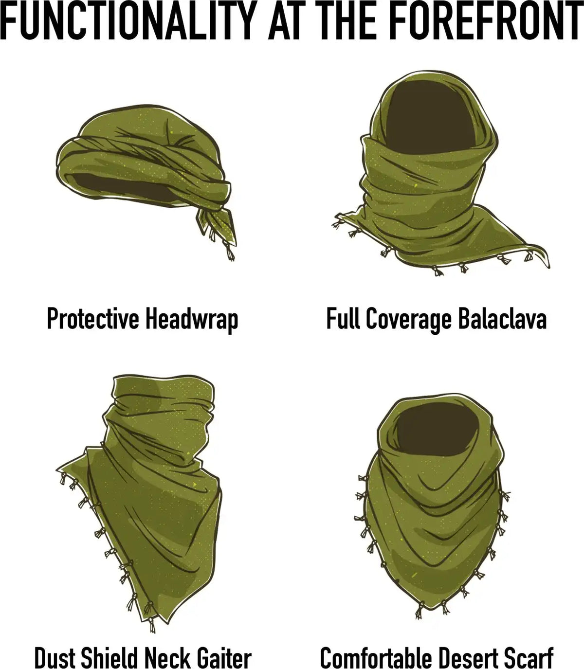Rothco Solid Color Shemagh Tactical Desert Keffiyeh Scarf