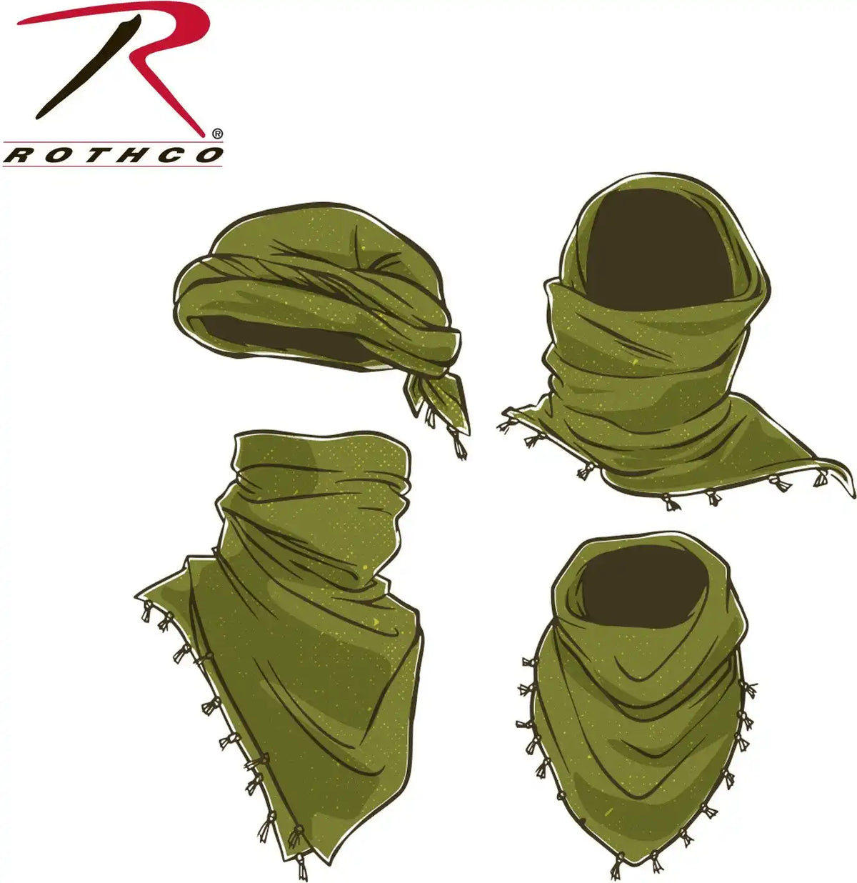 Rothco Solid Color Shemagh Tactical Desert Keffiyeh Scarf