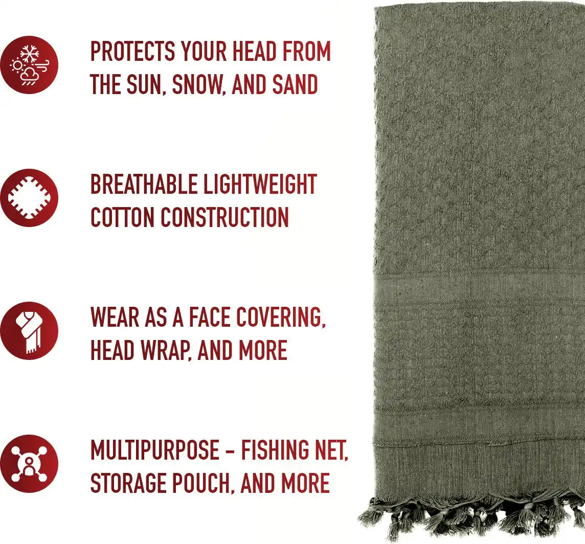 Rothco Solid Color Shemagh Tactical Desert Keffiyeh Scarf