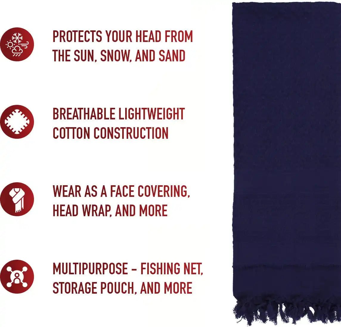 Rothco Solid Color Shemagh Tactical Desert Keffiyeh Scarf