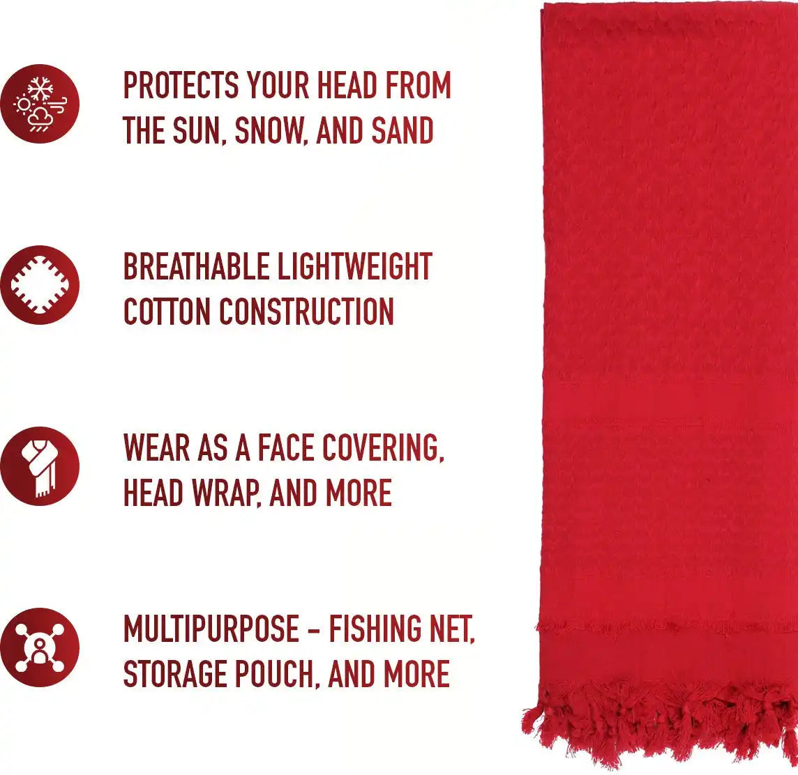 Rothco Solid Color Shemagh Tactical Desert Keffiyeh Scarf