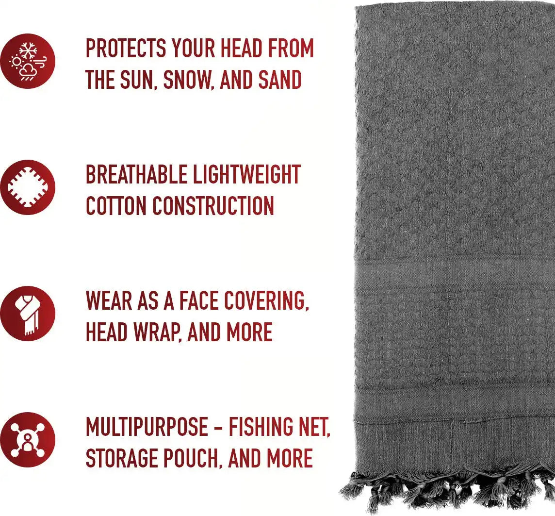 Rothco Solid Color Shemagh Tactical Desert Keffiyeh Scarf