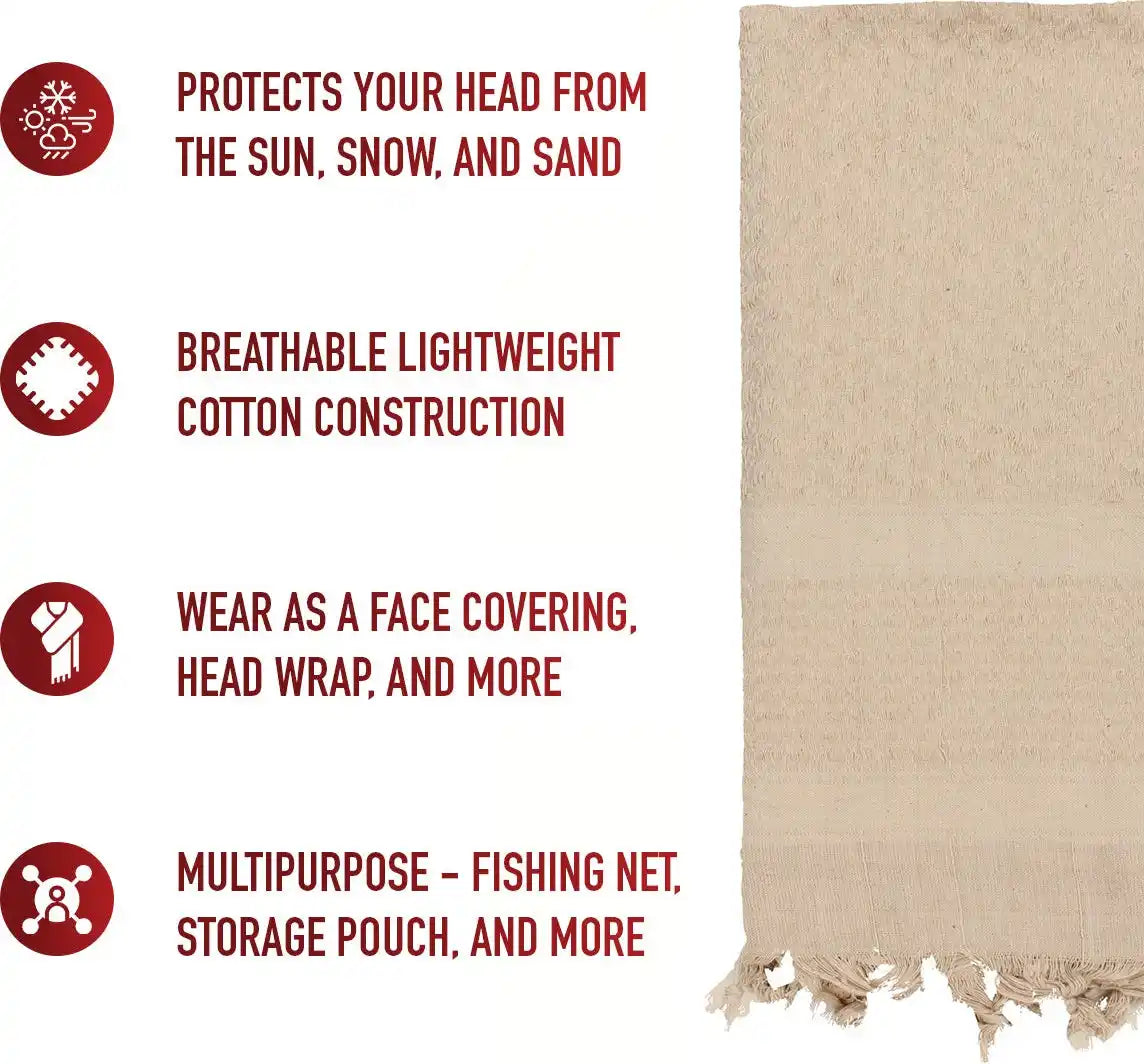 Rothco Solid Color Shemagh Tactical Desert Keffiyeh Scarf