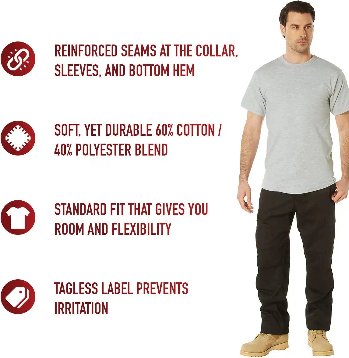 Rothco Solid Color T-shirt with Cotton / Polyester Blend