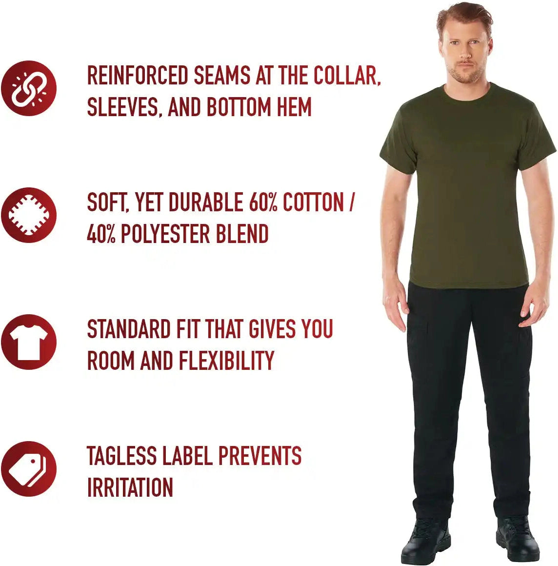 Rothco Solid Color T-shirt with Cotton / Polyester Blend