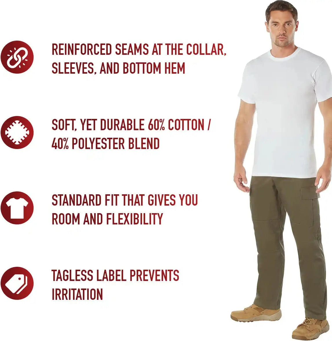 Rothco Solid Color T-shirt with Cotton / Polyester Blend