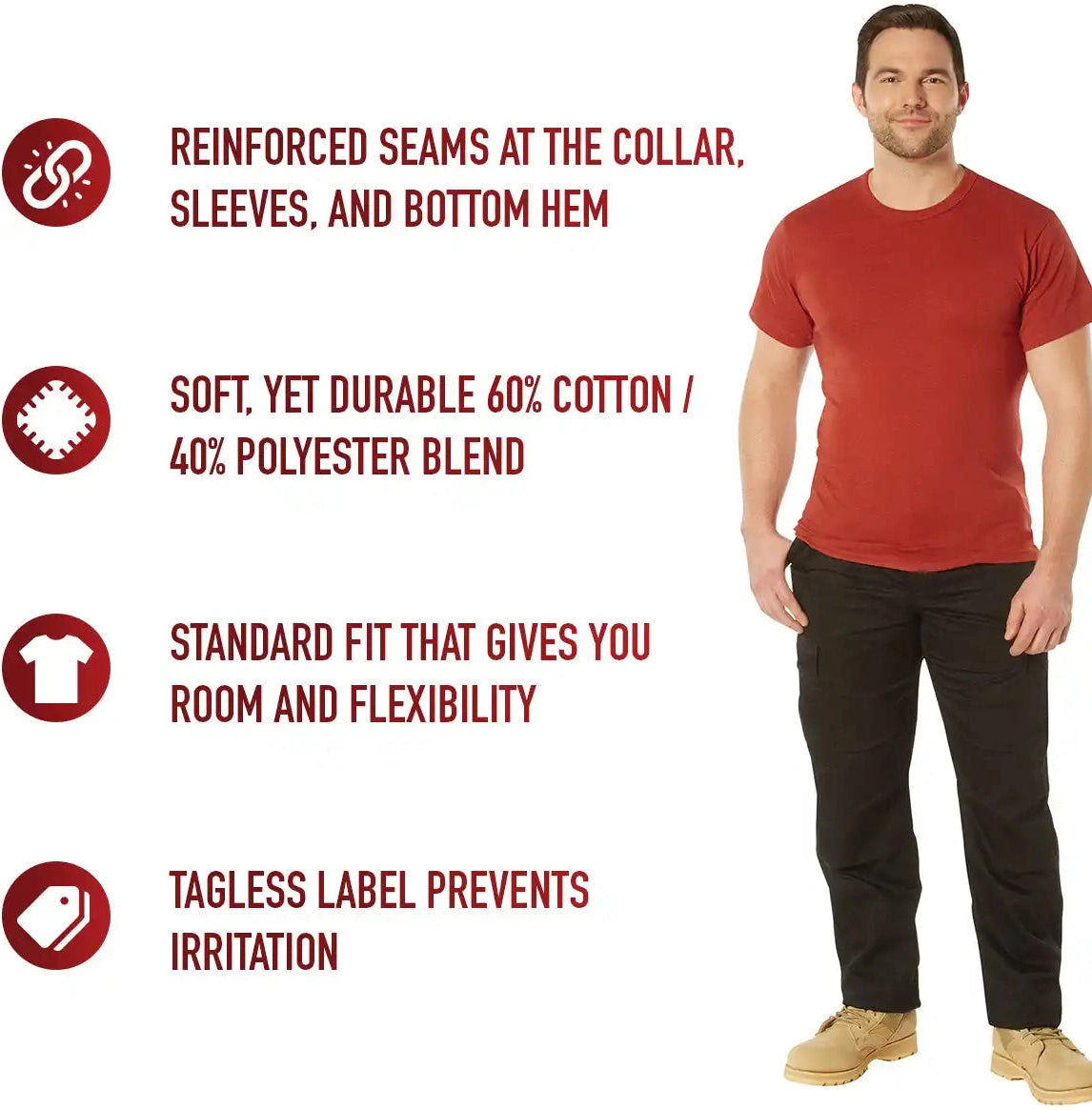 Rothco Solid Color T-shirt with Cotton / Polyester Blend