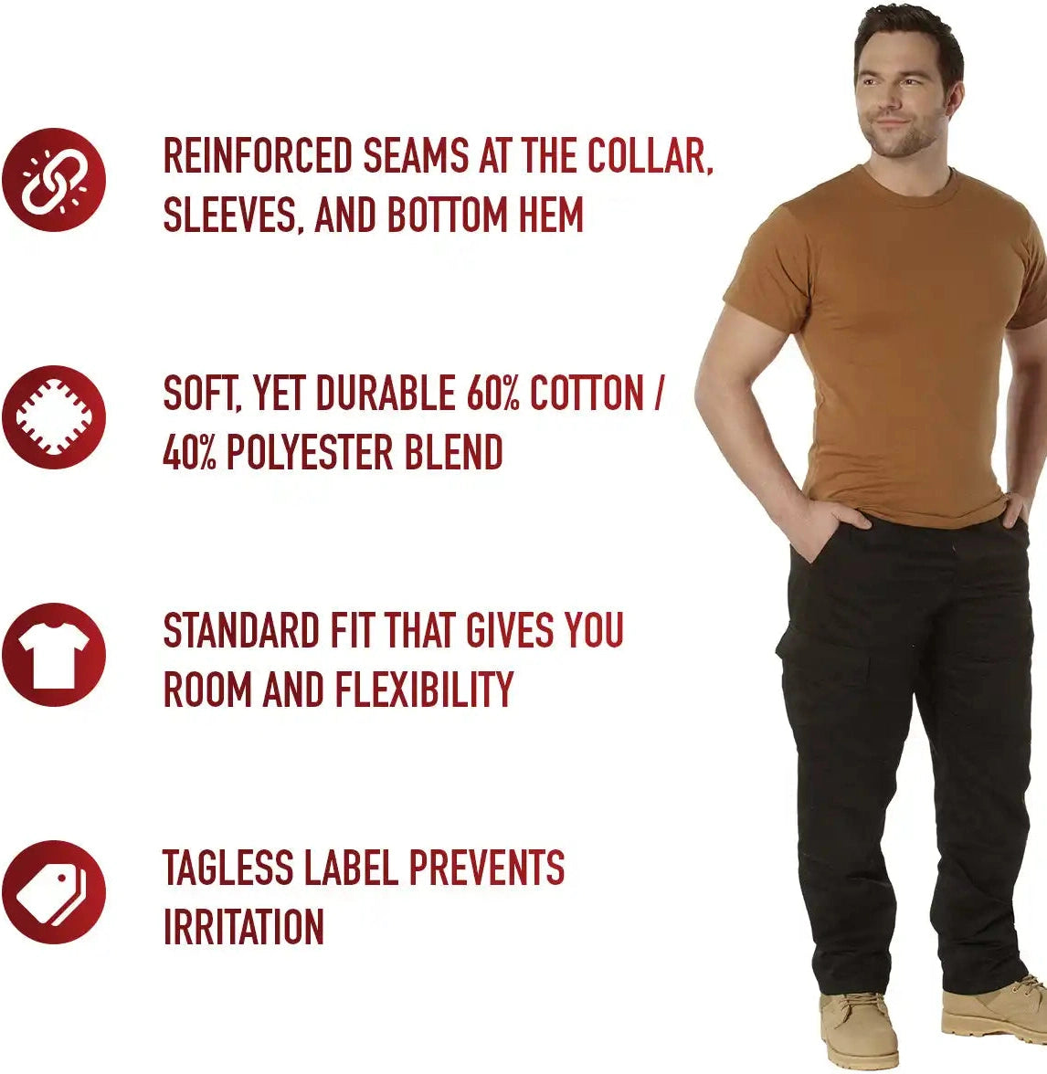 Rothco Solid Color T-shirt with Cotton / Polyester Blend