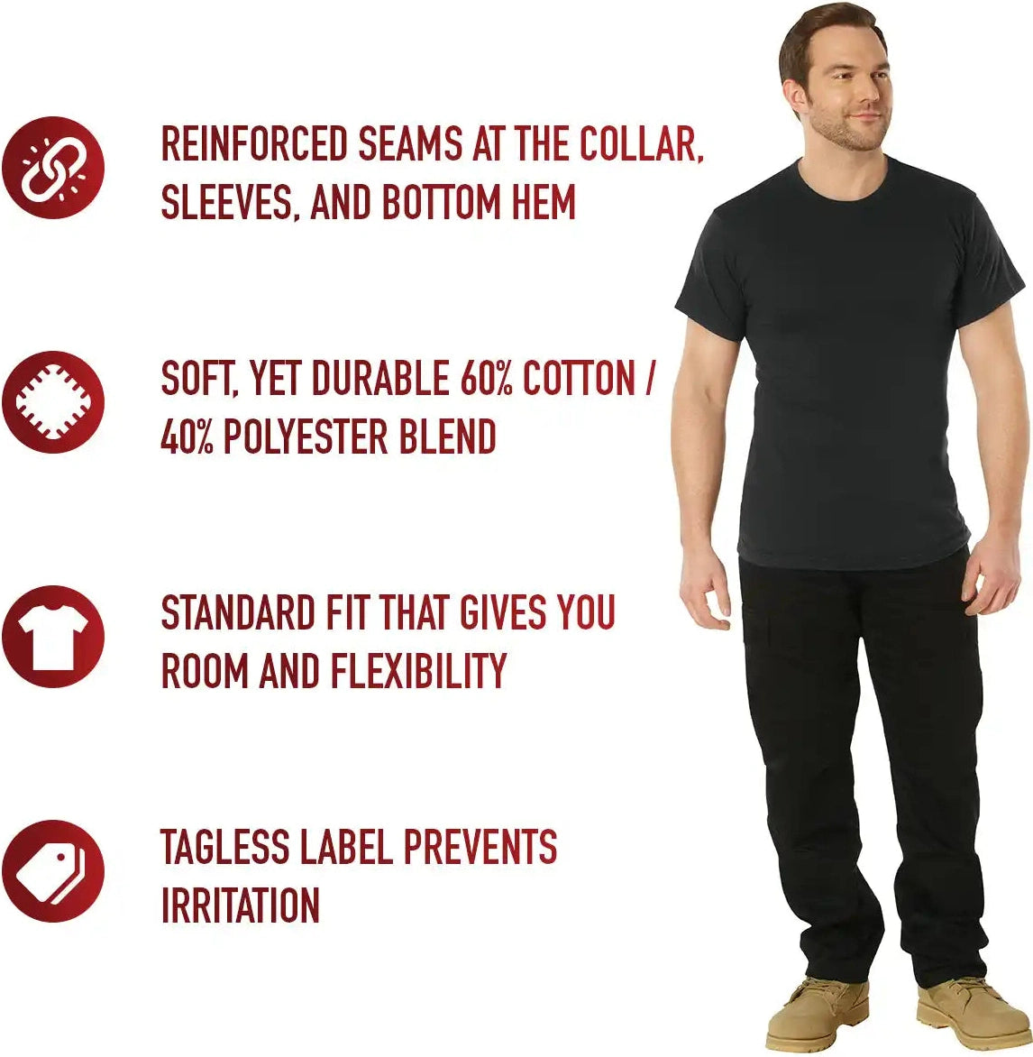 Rothco Solid Color T-shirt with Cotton / Polyester Blend