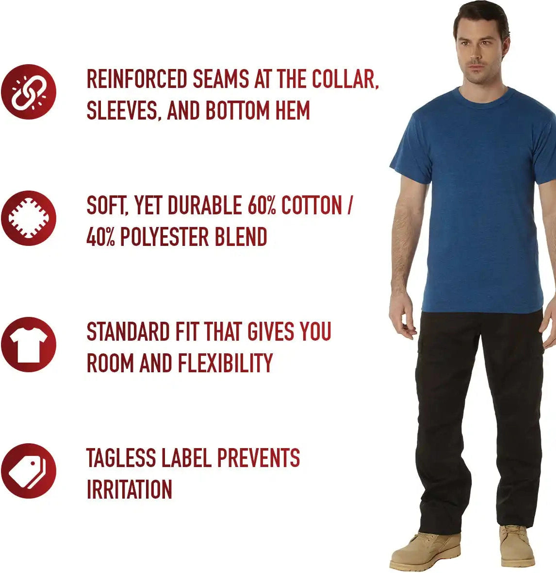 Rothco Solid Color T-shirt with Cotton / Polyester Blend