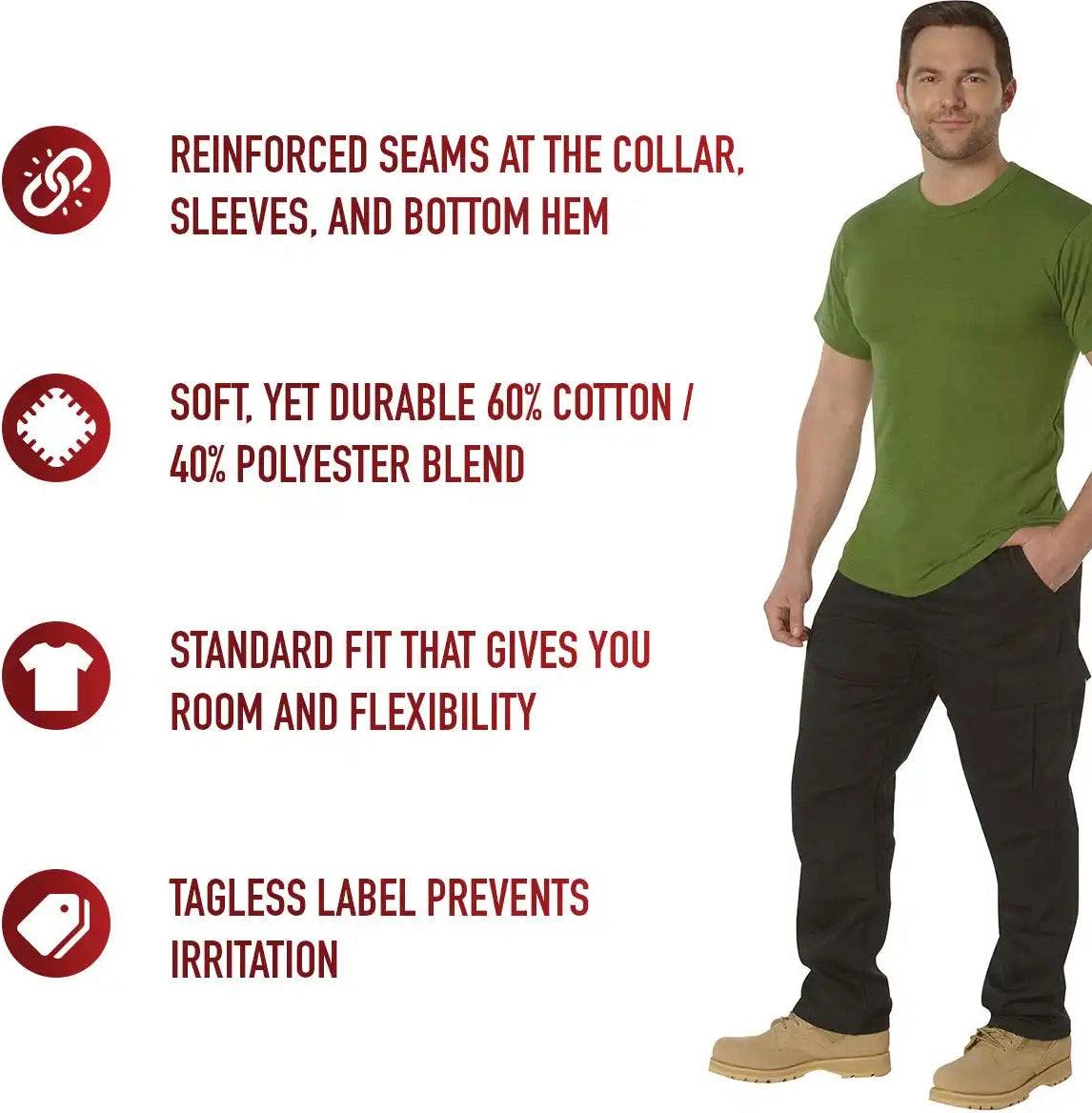 Rothco Solid Color T-shirt with Cotton / Polyester Blend