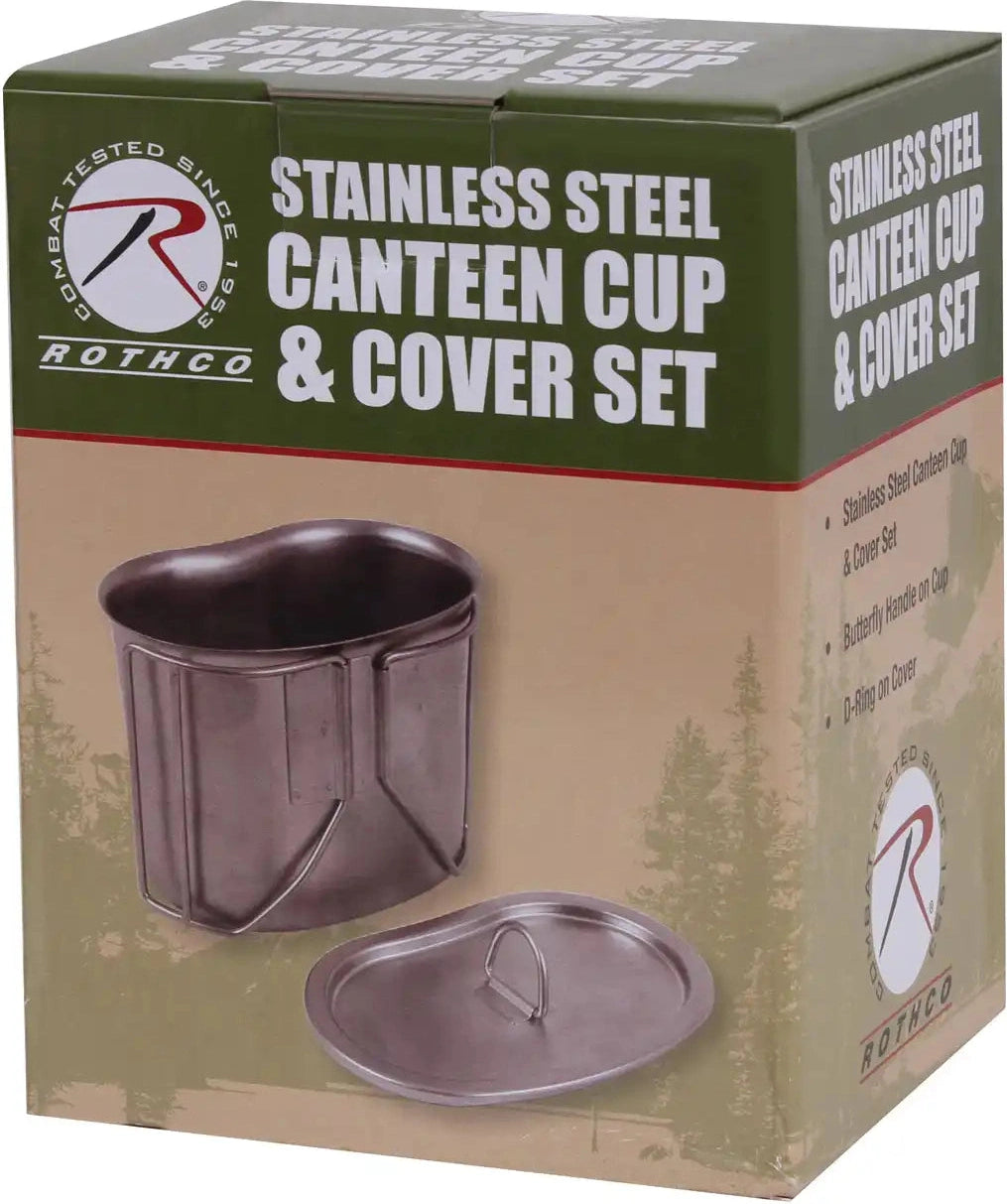 Rothco Stainless Steel Canteen Cup and Cover Set - Silver