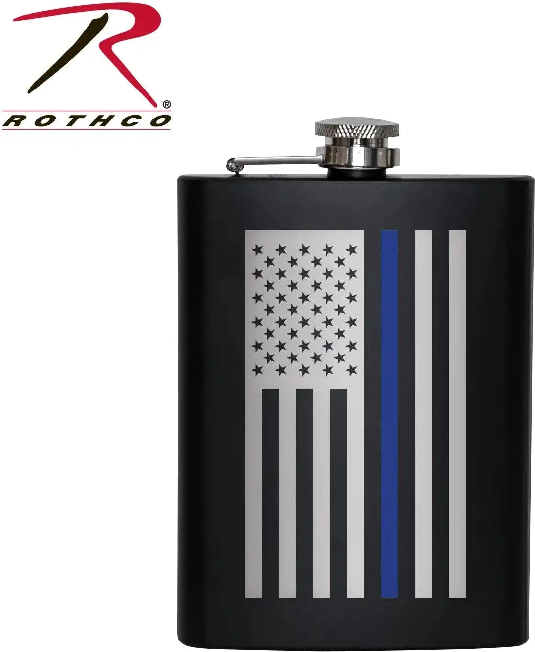 Rothco Stainless Steel Thin Blue Line Flag Flask Black