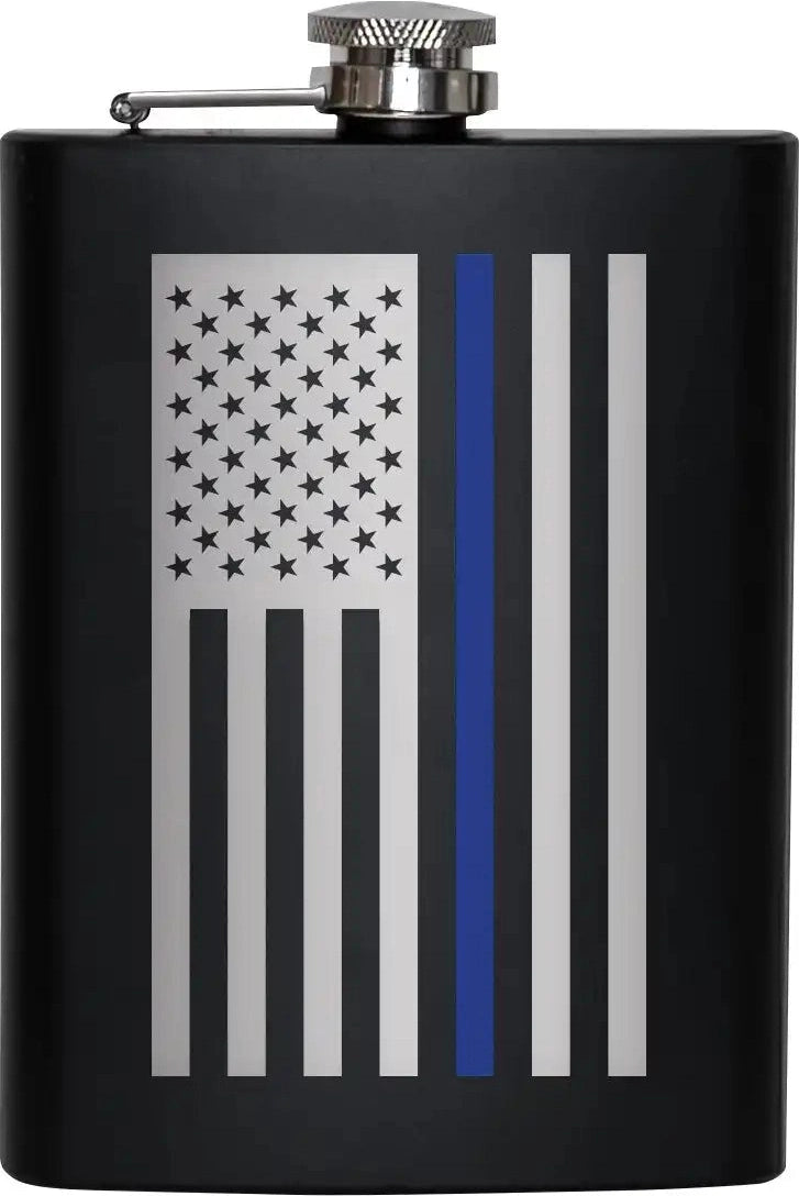 Rothco Stainless Steel Thin Blue Line Flag Flask Black