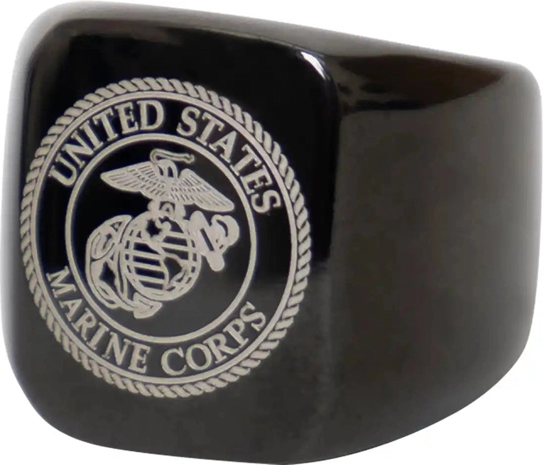Rothco Stainless Steel Usmc Eagle Globe and Anchor Ring - Black - 8