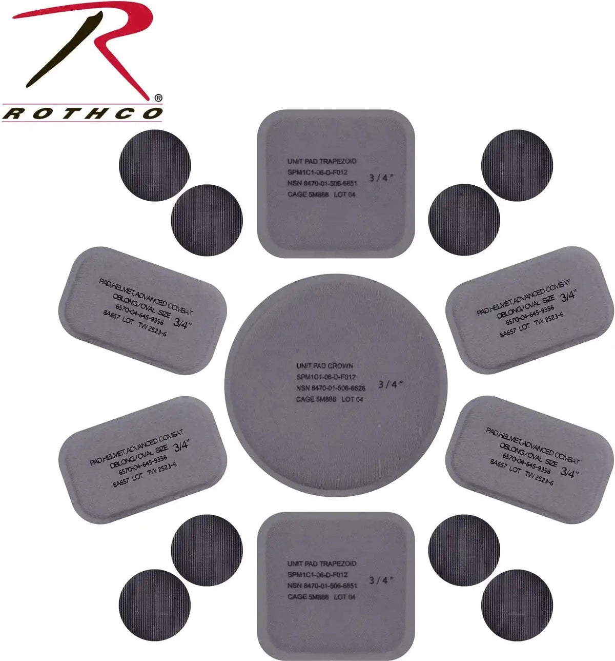 Rothco Tactical Helmet Replacement Pad Set Grey