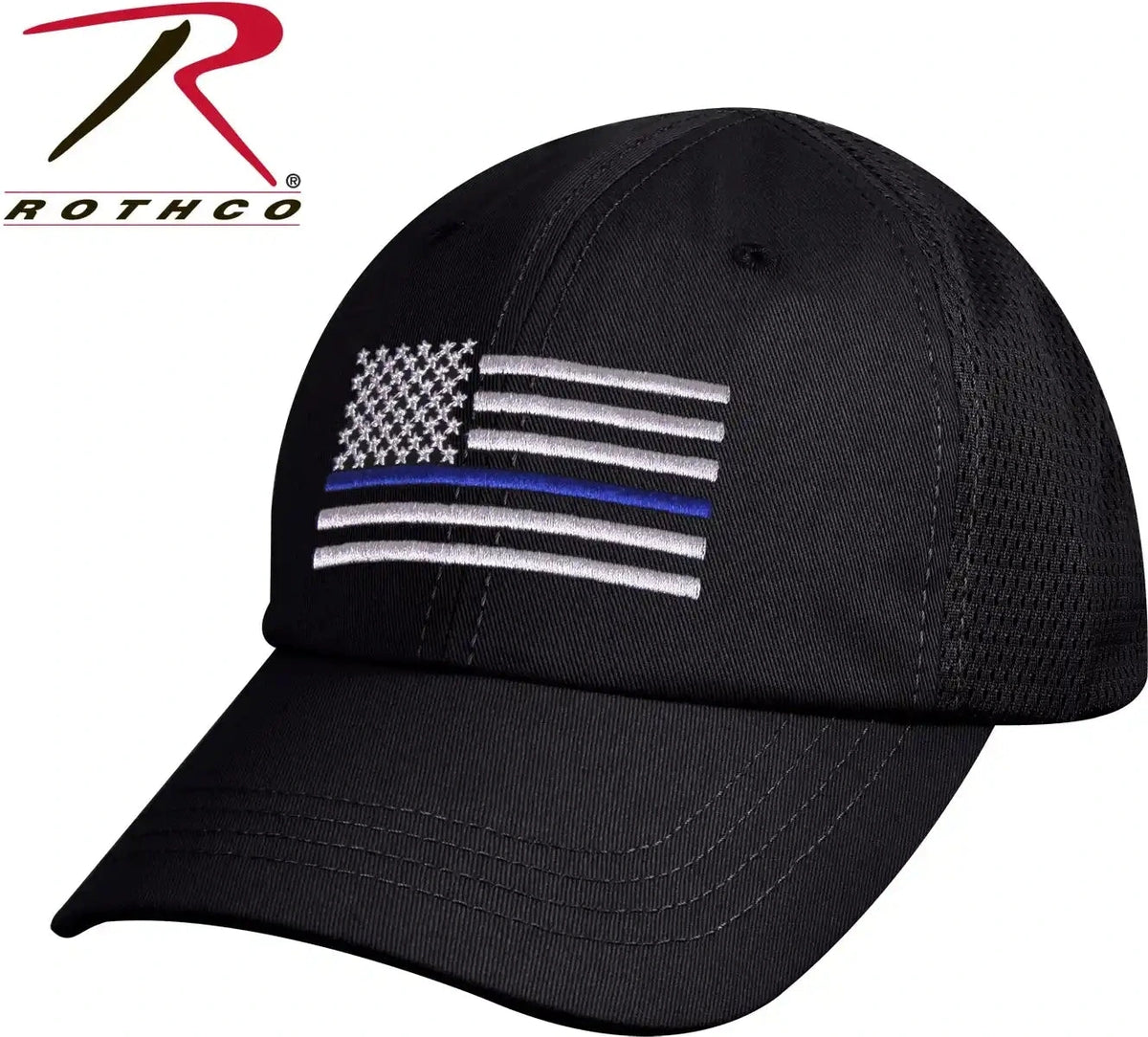 Rothco Tactical Mesh Back Cap with Thin Blue Line Flag - Black / one Size