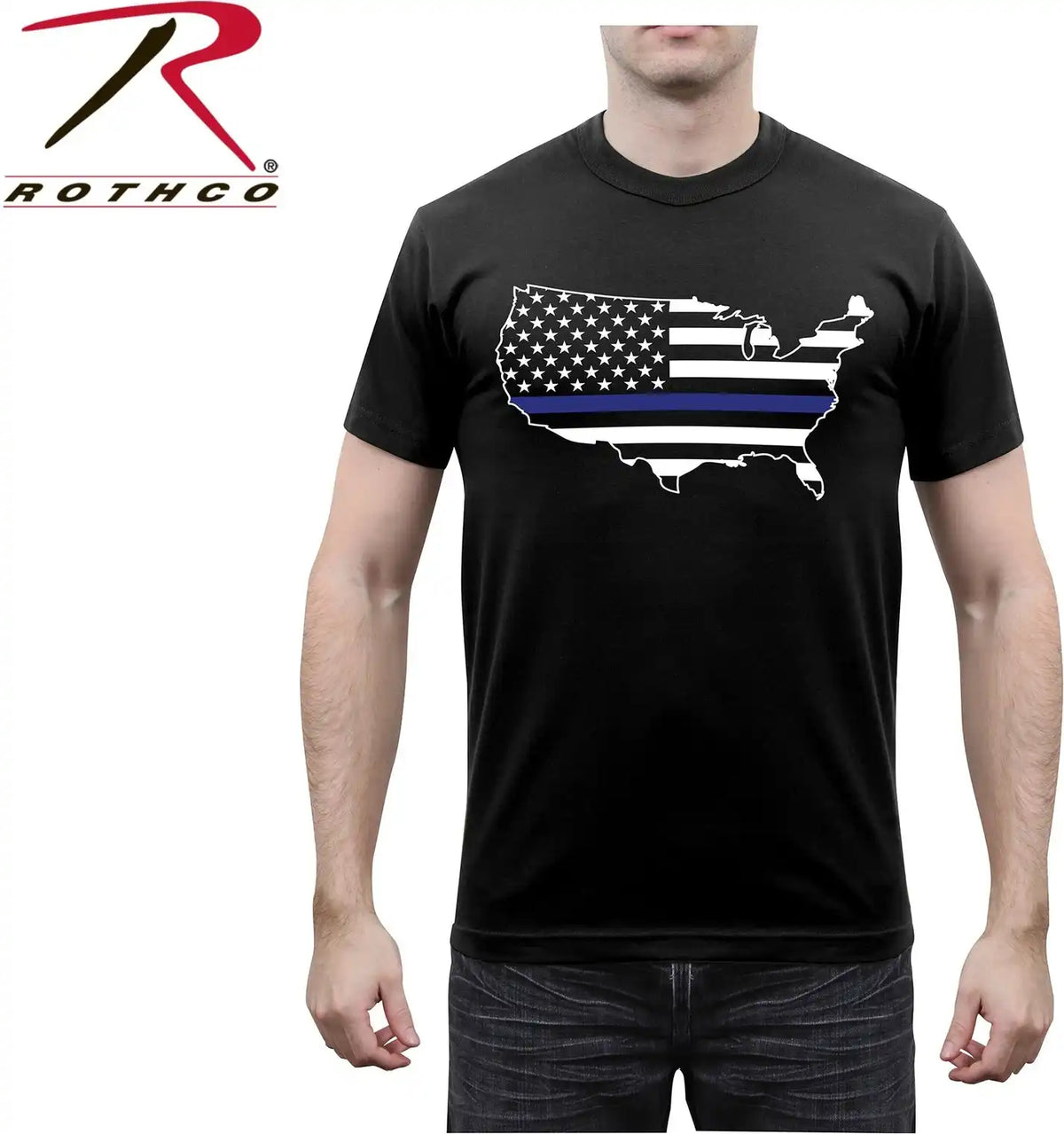 Rothco Thin Blue Line America Map t Shirt