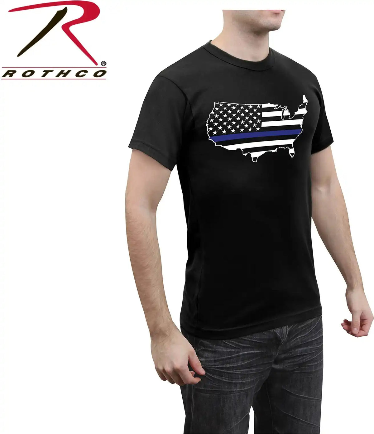 Rothco Thin Blue Line America Map t Shirt
