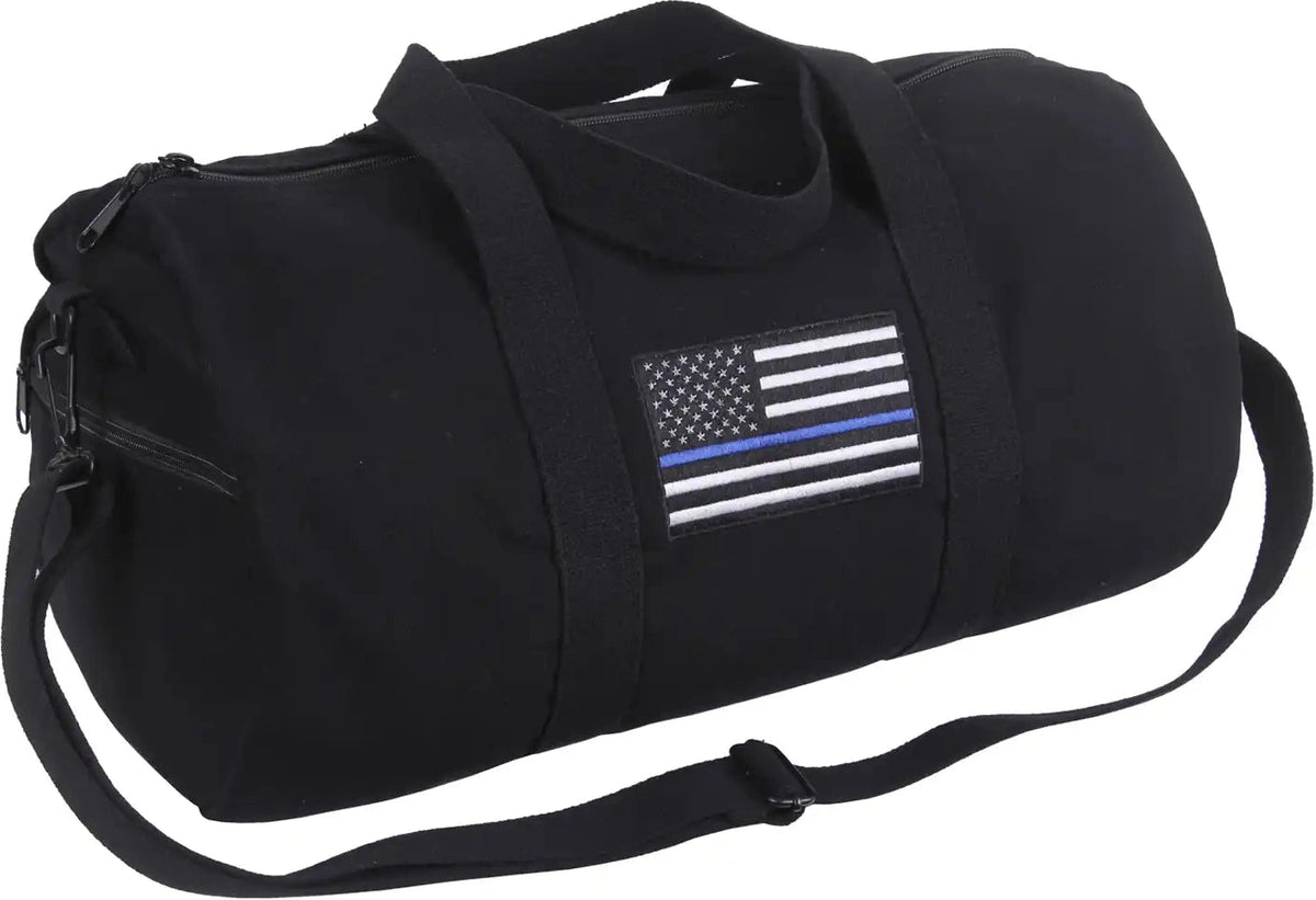 Rothco Thin Blue Line Canvas Shoulder Duffle Bag Black