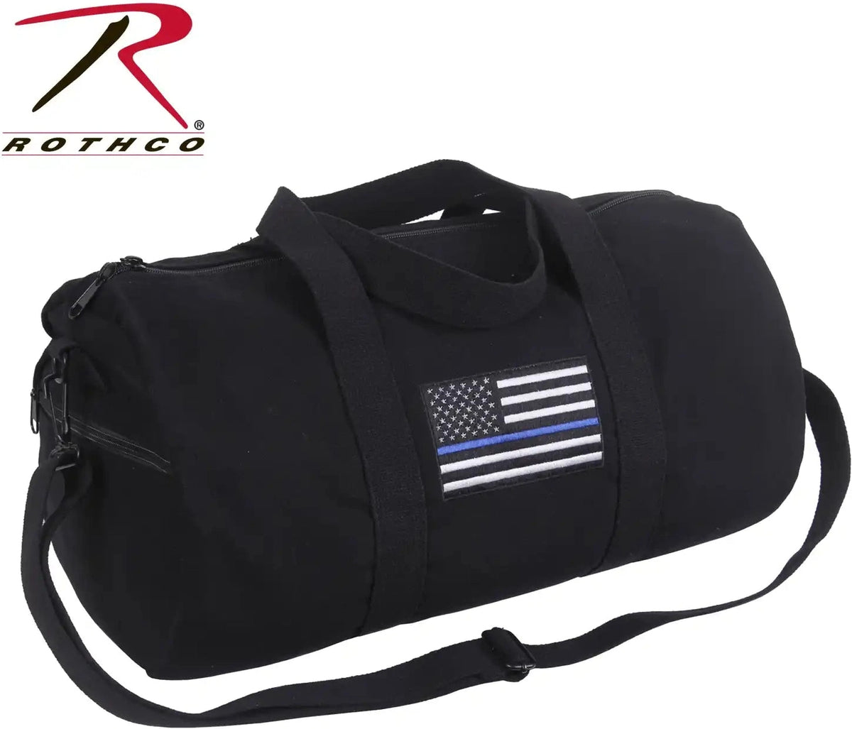 Rothco Thin Blue Line Canvas Shoulder Duffle Bag Black