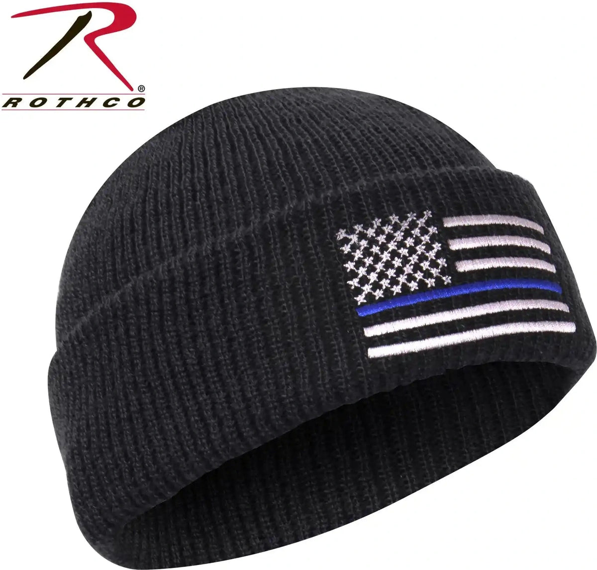 Rothco Thin Blue Line Deluxe Embroidered Watch Cap Black / one Size