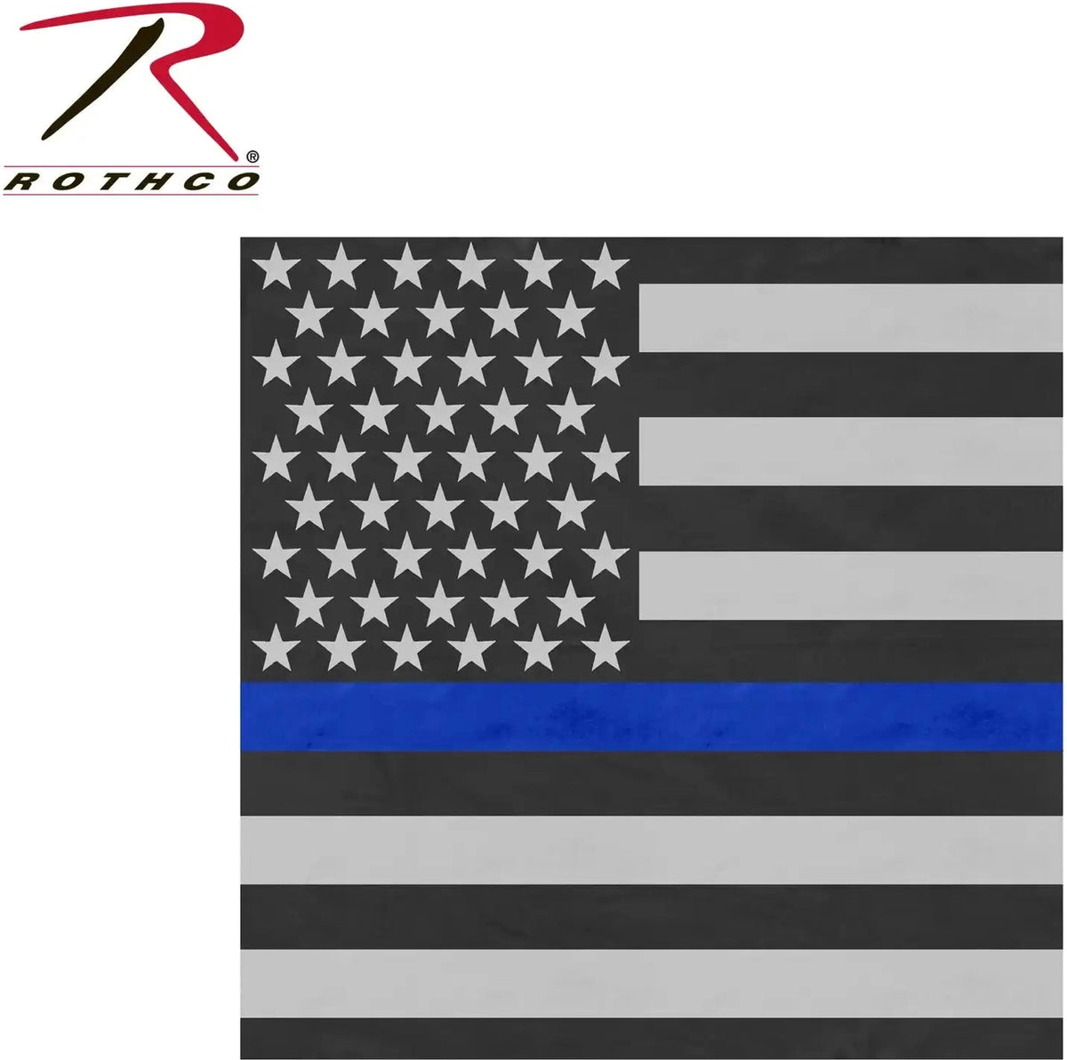 Rothco Thin Blue Line Flag Bandana - Subdued / 22 x Inches