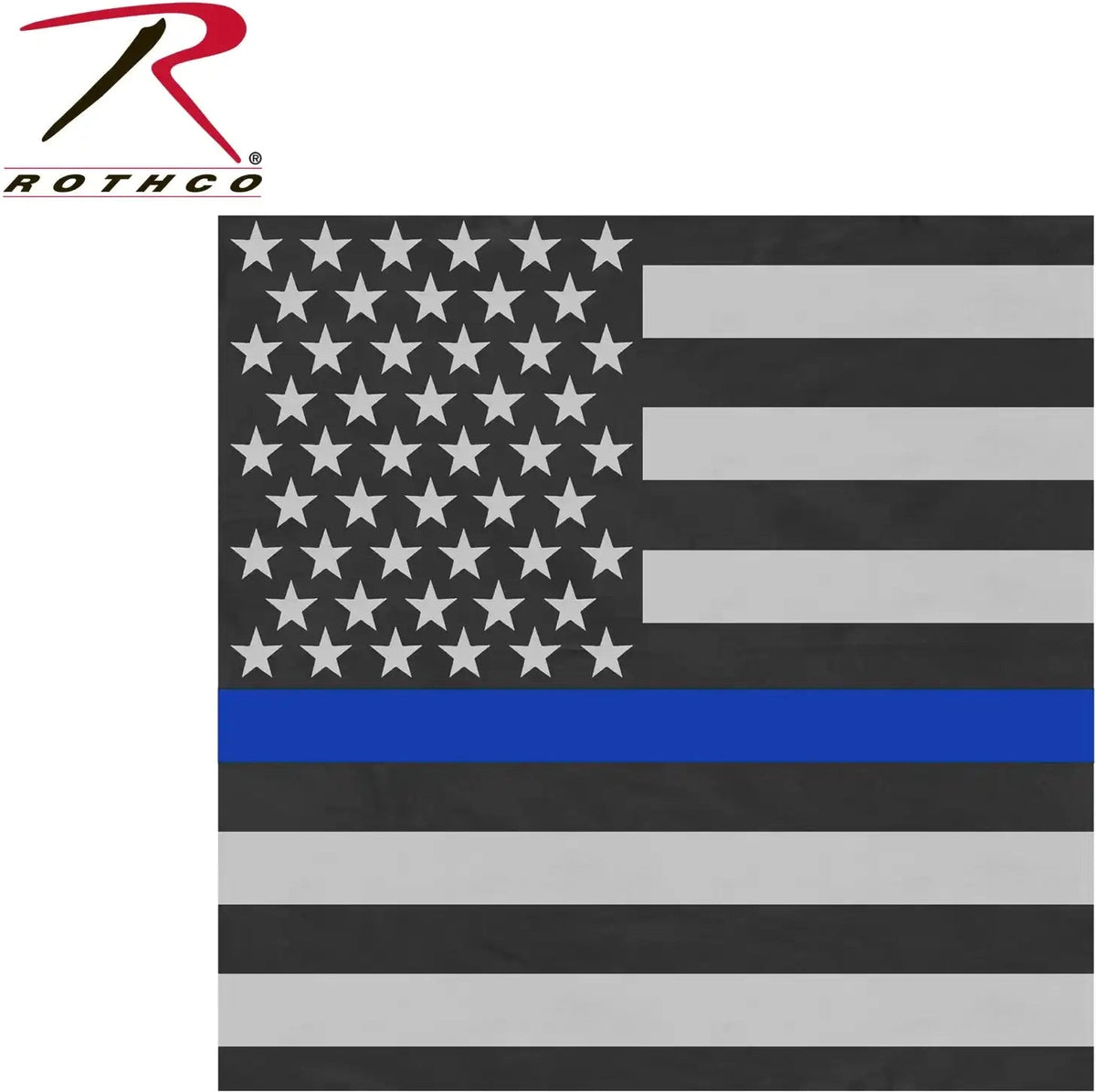Rothco Thin Blue Line Flag Bandana - Subdued / 22 x Inches