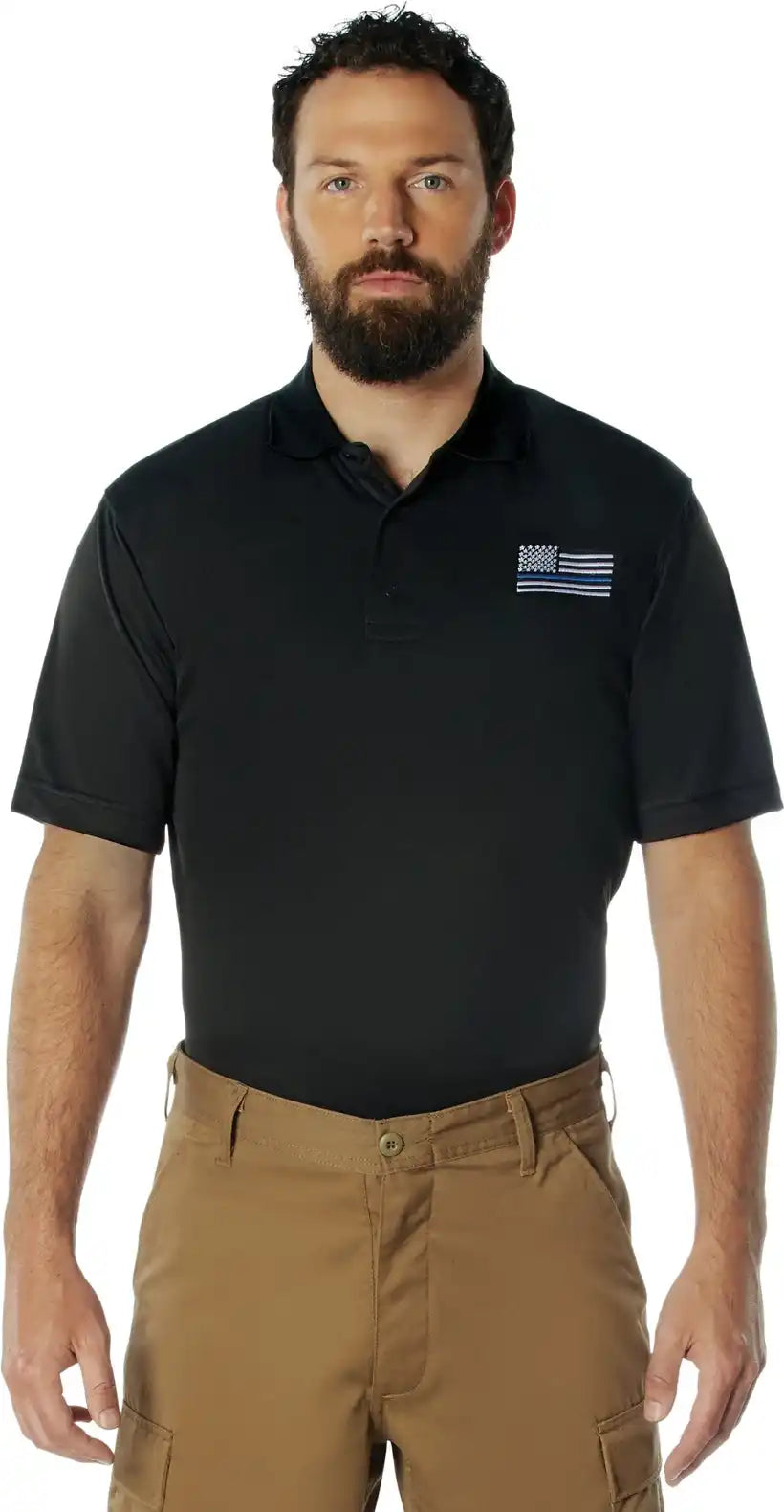 Rothco Thin Blue Line Moisture Wicking Polo - Black / s