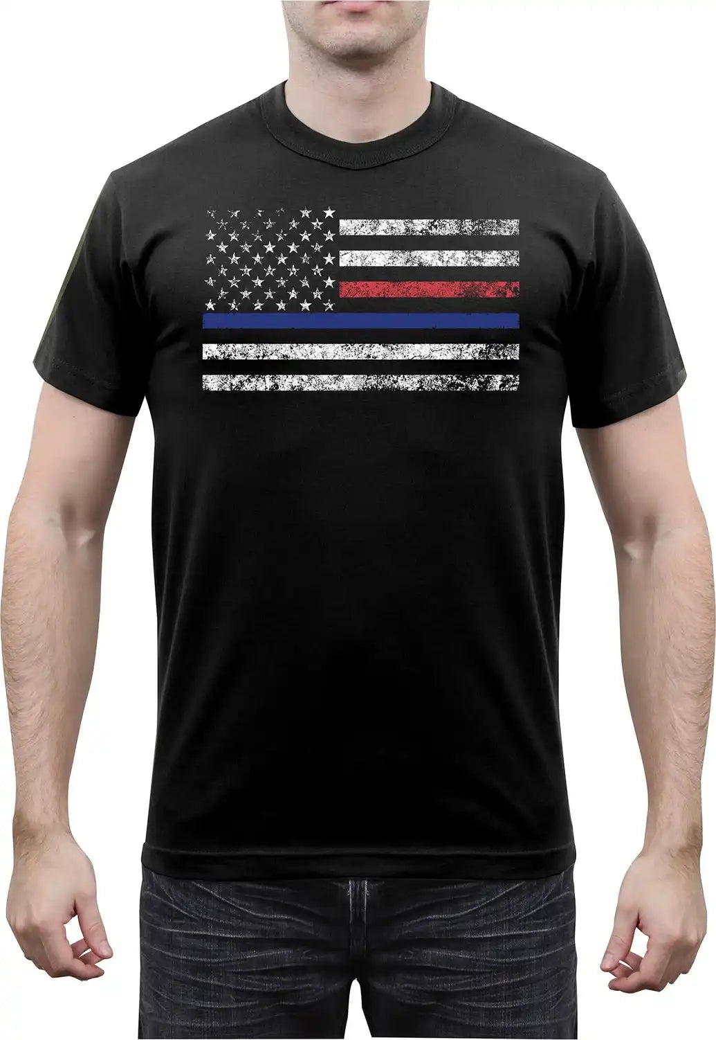 Rothco Thin Blue Line & Red T-shirt - Black / m