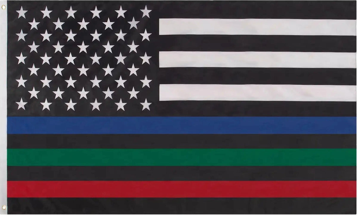 Rothco Thin Red Blue and Green Line us Flag 3’ x 5’