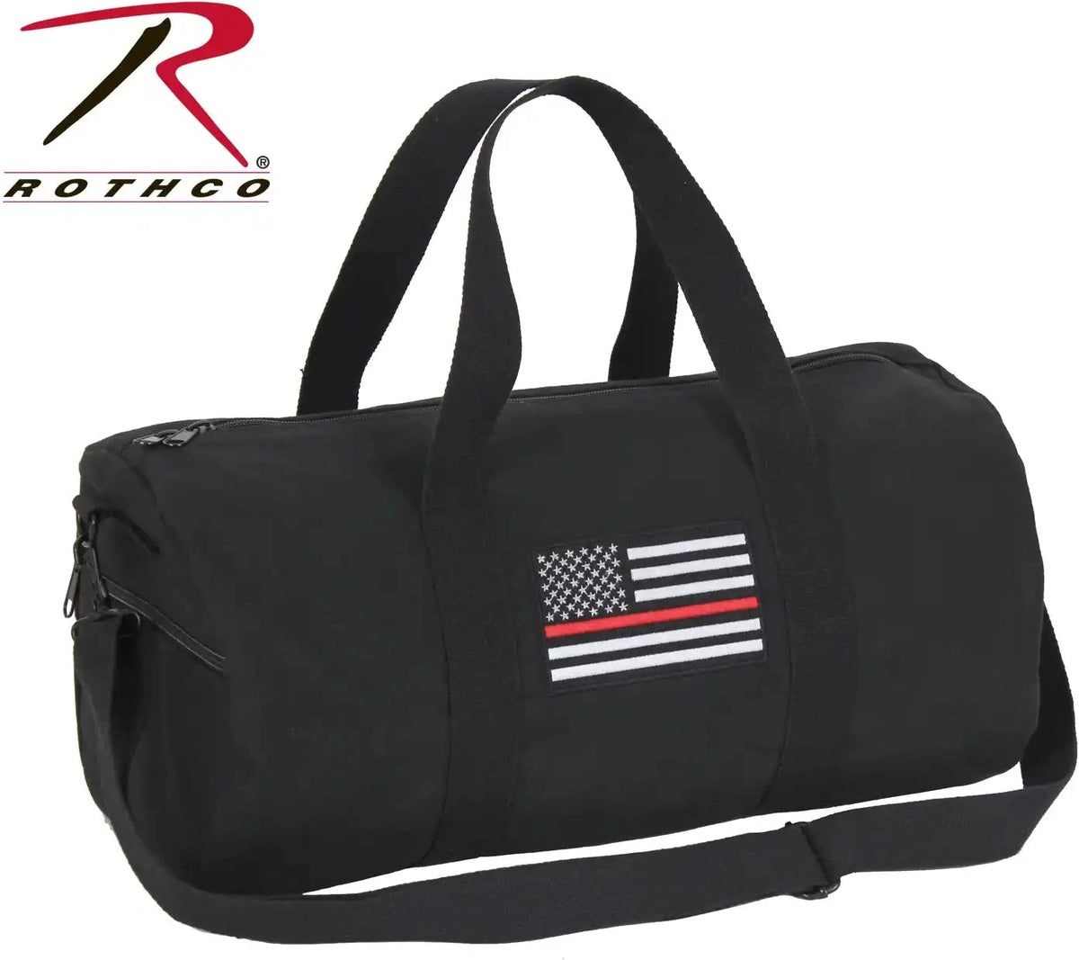 Rothco Thin Red Line Canvas Shoulder Duffle Bag 19 Inch Black