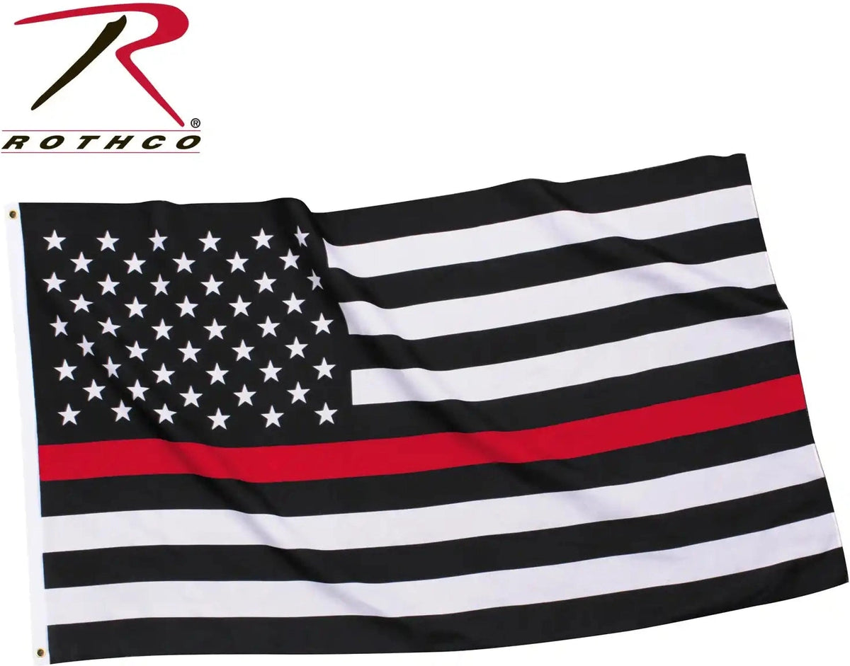 Rothco Thin Red Line us Flag / Black / 3’ x 5’