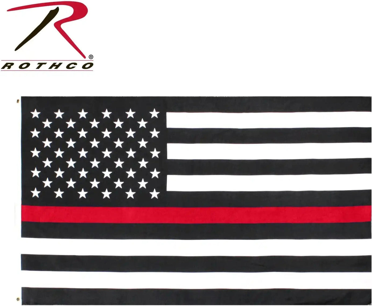 Rothco Thin Red Line us Flag / Black / 3’ x 5’