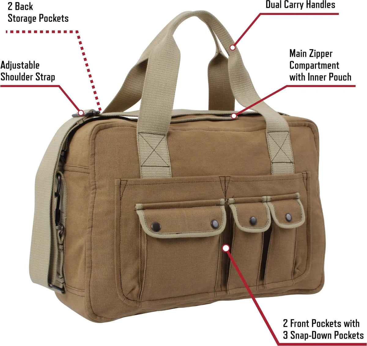 Rothco Two Tone Specialist Carry All Shoulder Bag Coyote Brown