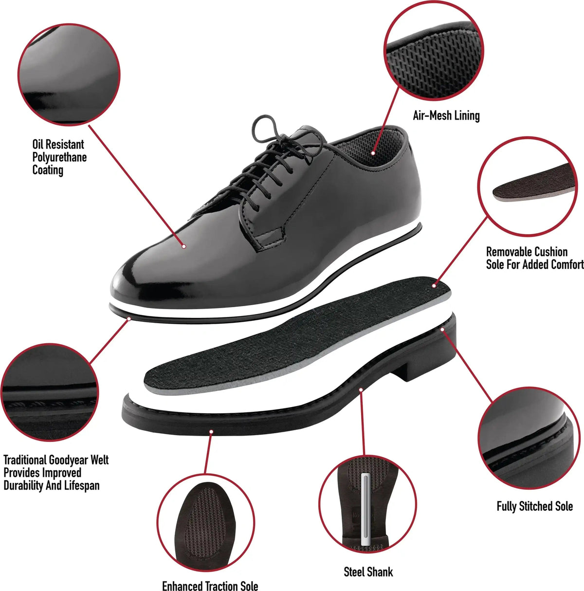 Rothco Uniform Hi Gloss Oxford Dress Shoe Black / 11 / Wide