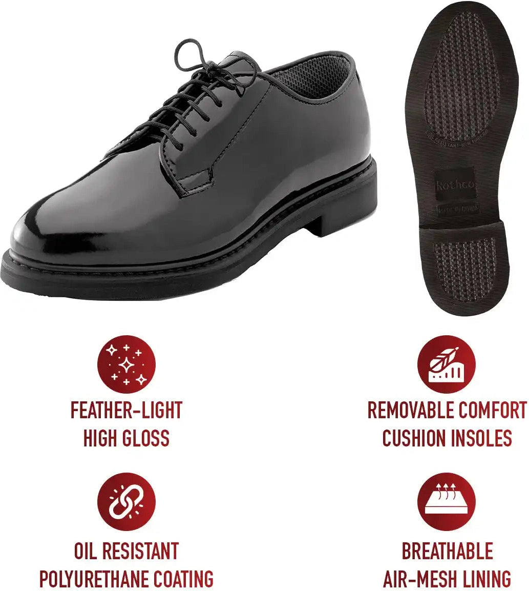 Rothco Uniform Hi Gloss Oxford Dress Shoe Black / 11 / Wide