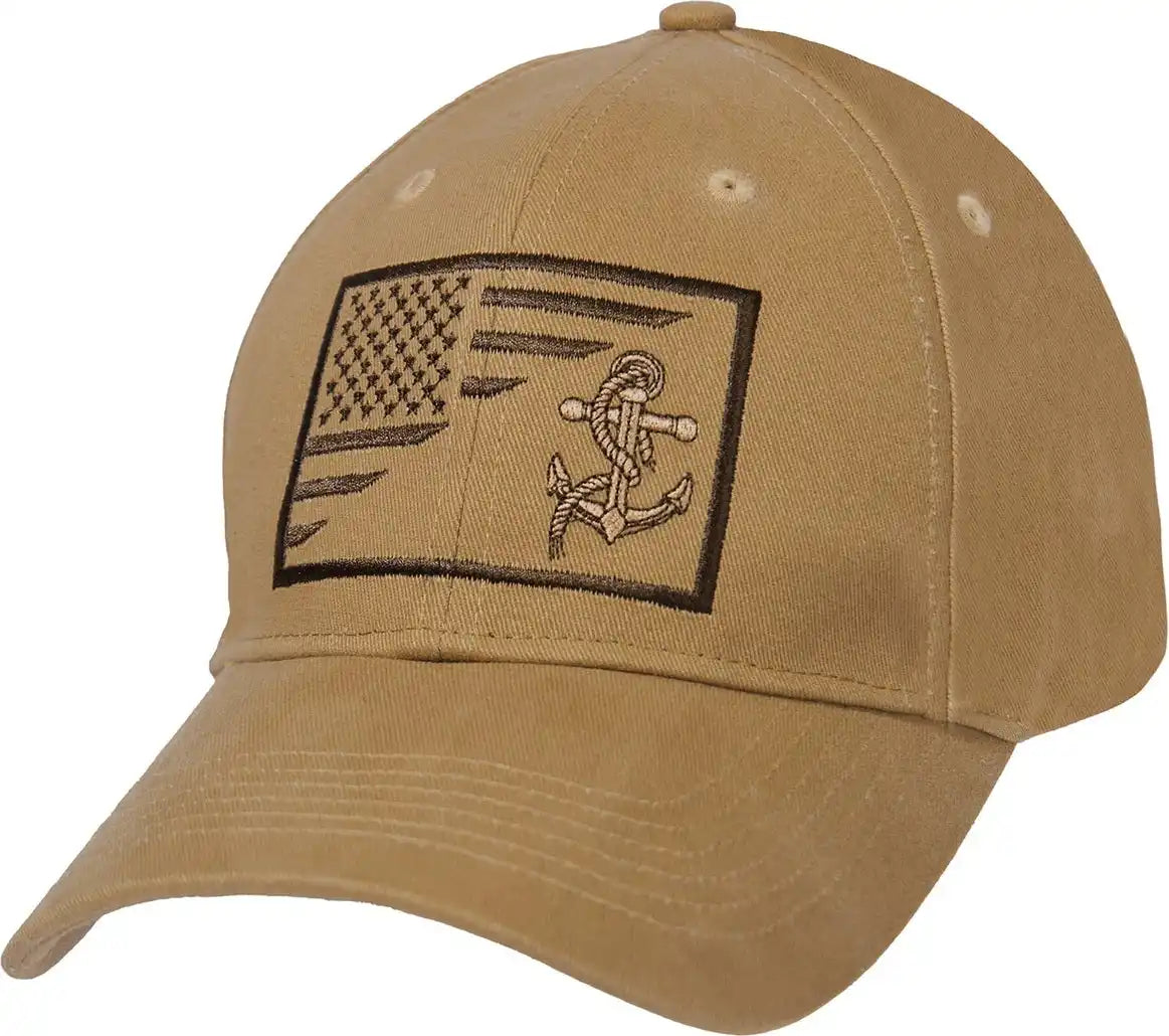 Rothco us Navy Anchor / Flag Low Profile Cap - Coyote Brown