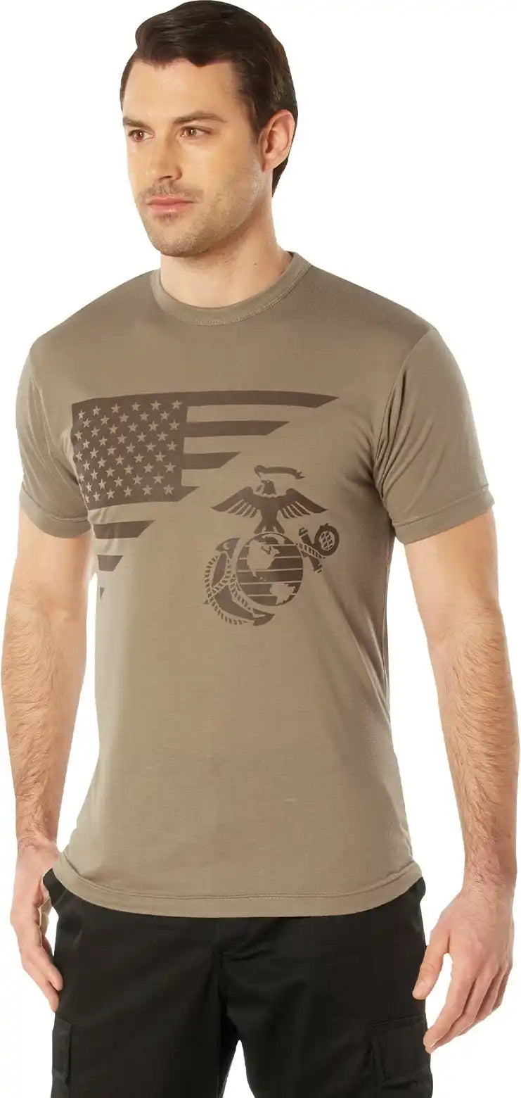 Rothco Usmc Eagle Globe & Anchor Moisture Wicking t Shirt Ar 670 1 Coyote Brown