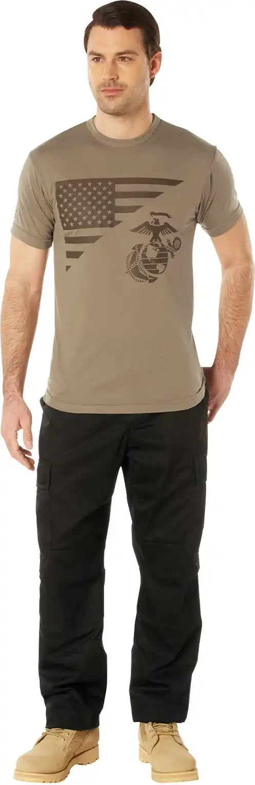 Rothco Usmc Eagle Globe & Anchor Moisture Wicking t Shirt Ar 670 1 Coyote Brown / s