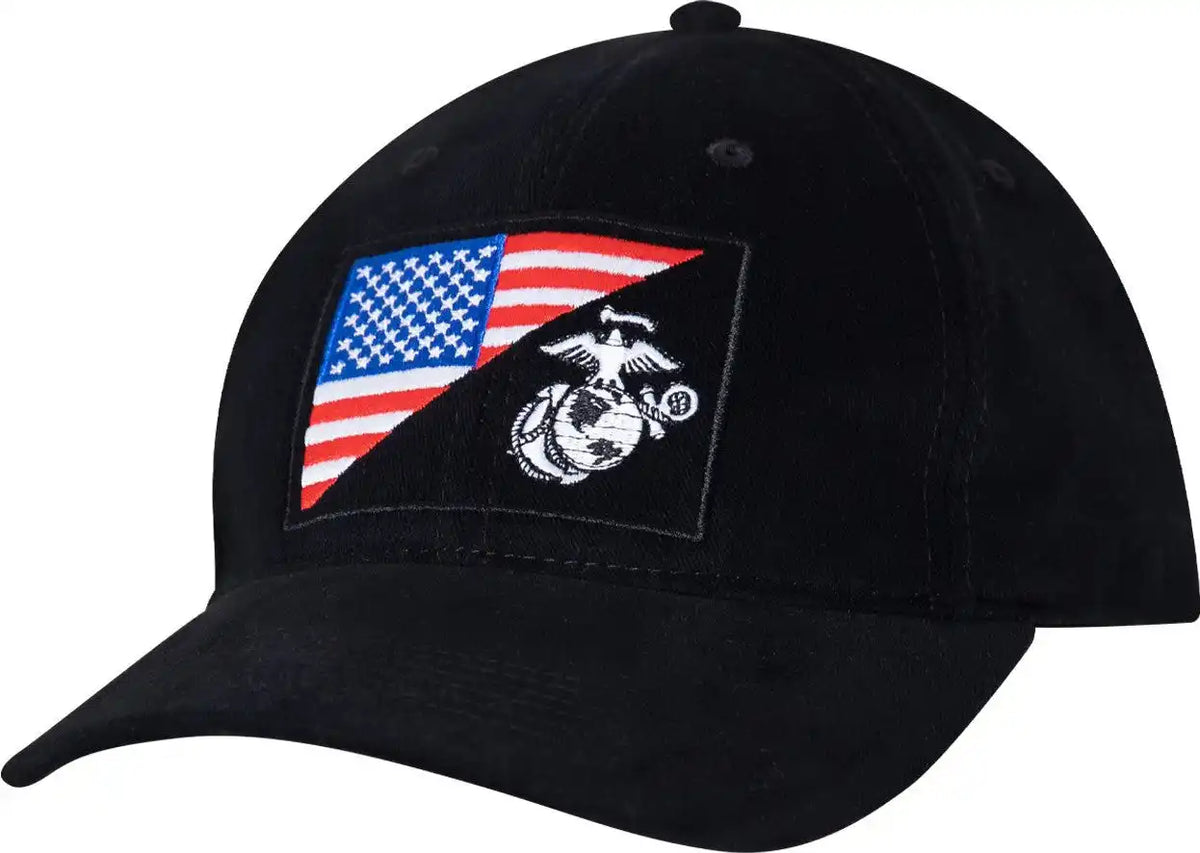 Rothco Usmc Eagle Globe and Anchor / us Flag Low Pro Cap Black / one Size