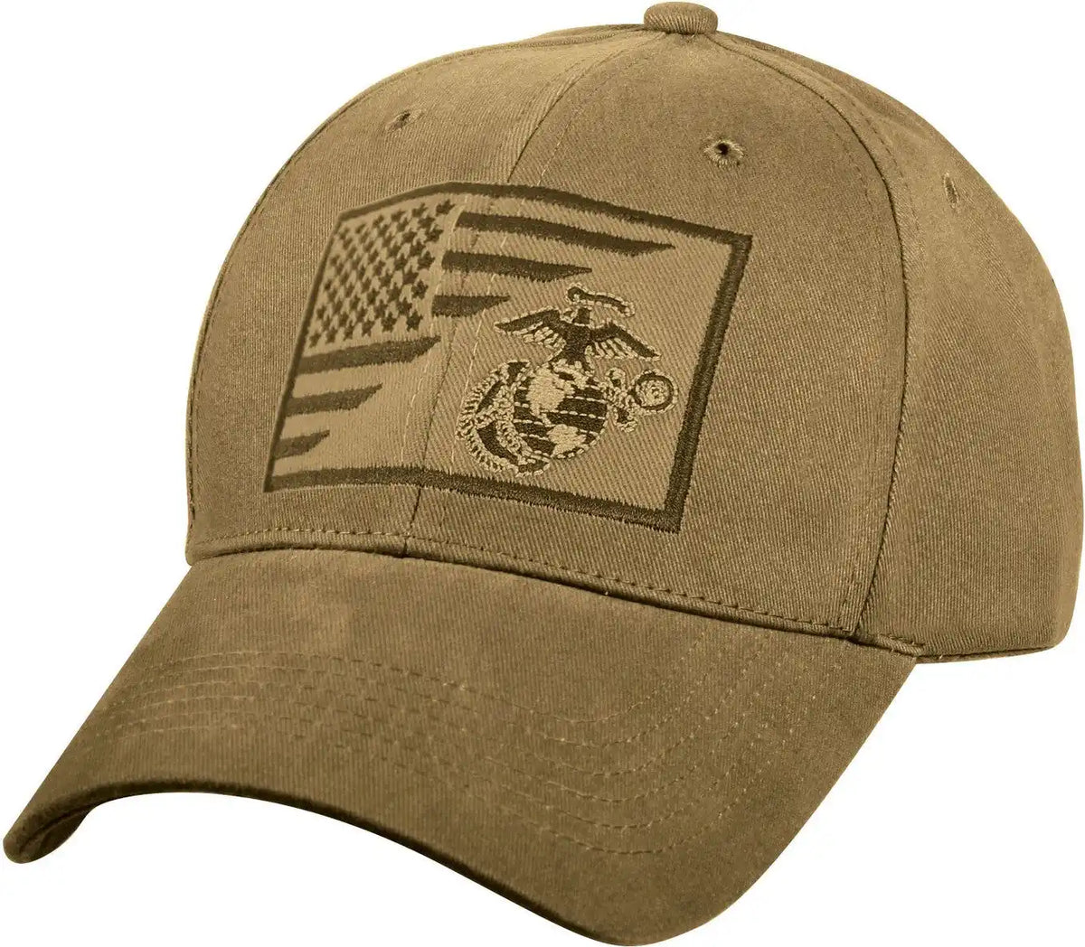 Rothco Usmc Eagle Globe and Anchor / us Flag Low Pro Cap Coyote Brown / one Size