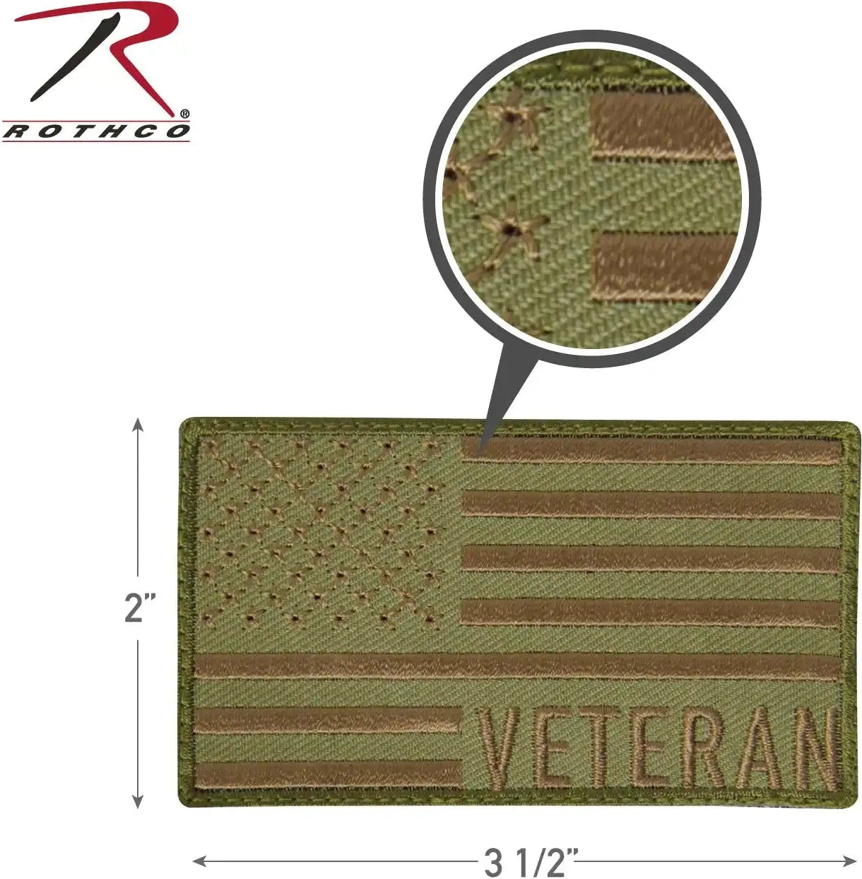 Rothco Veteran us Flag Patch Coyote Brown / one Size
