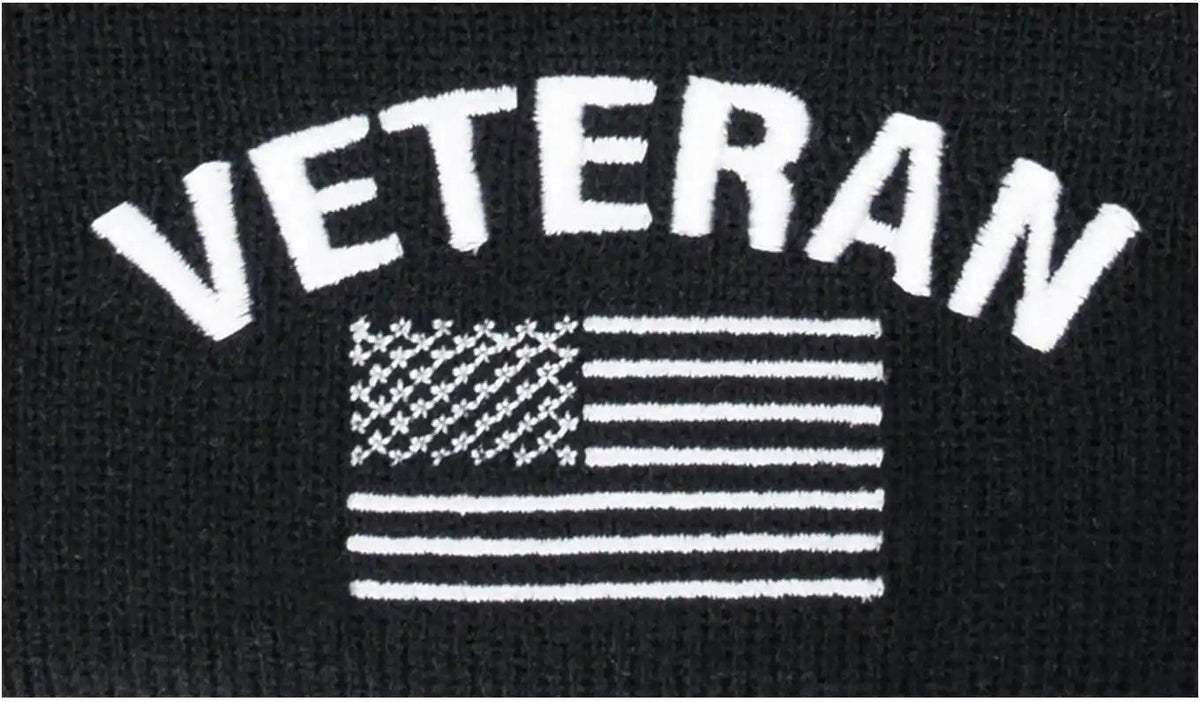 Rothco Veteran with us Flag Fine Knit Watch Cap Black / one Size