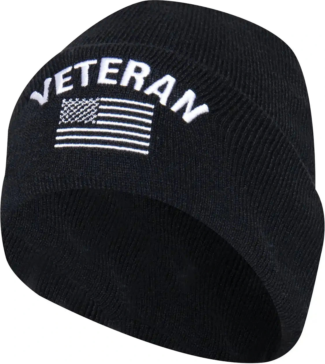 Rothco Veteran with us Flag Fine Knit Watch Cap Black / one Size